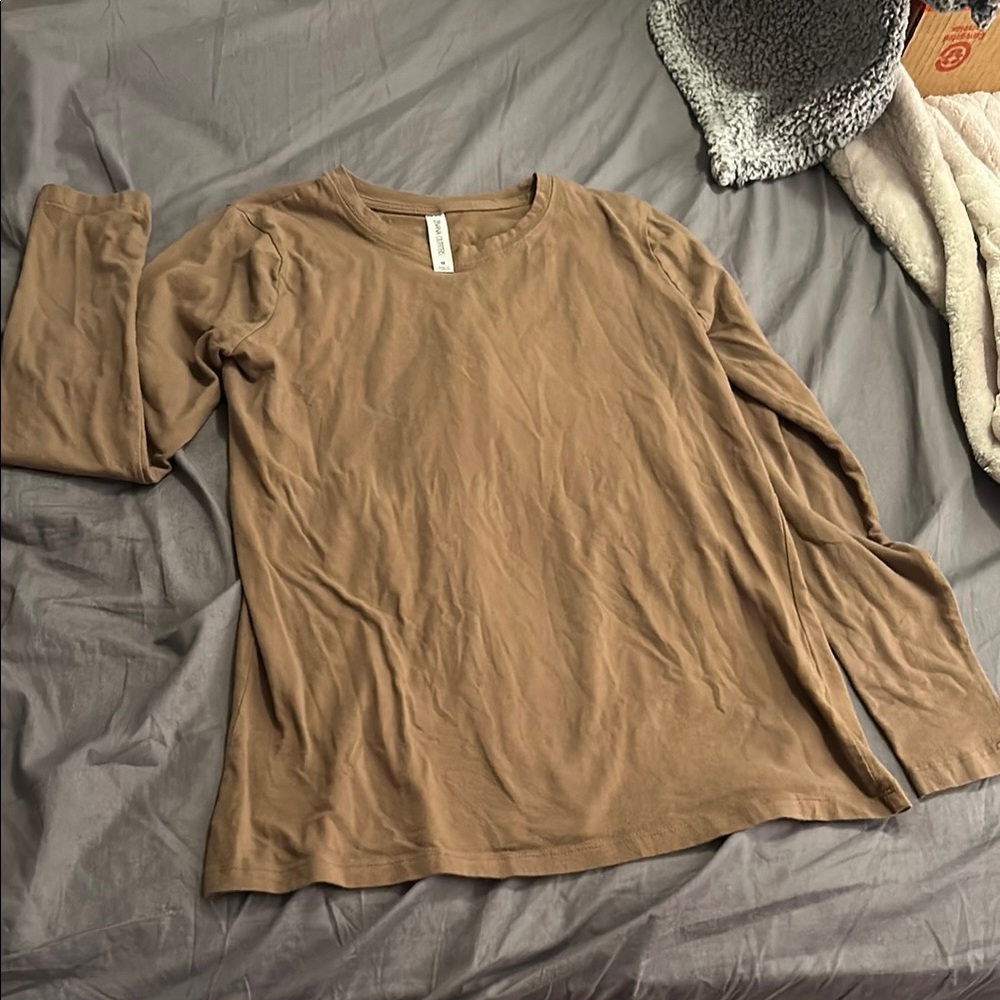 Zenana Outfitters Brown/Tan Long Sleeve Shirt - Picture 4 of 6
